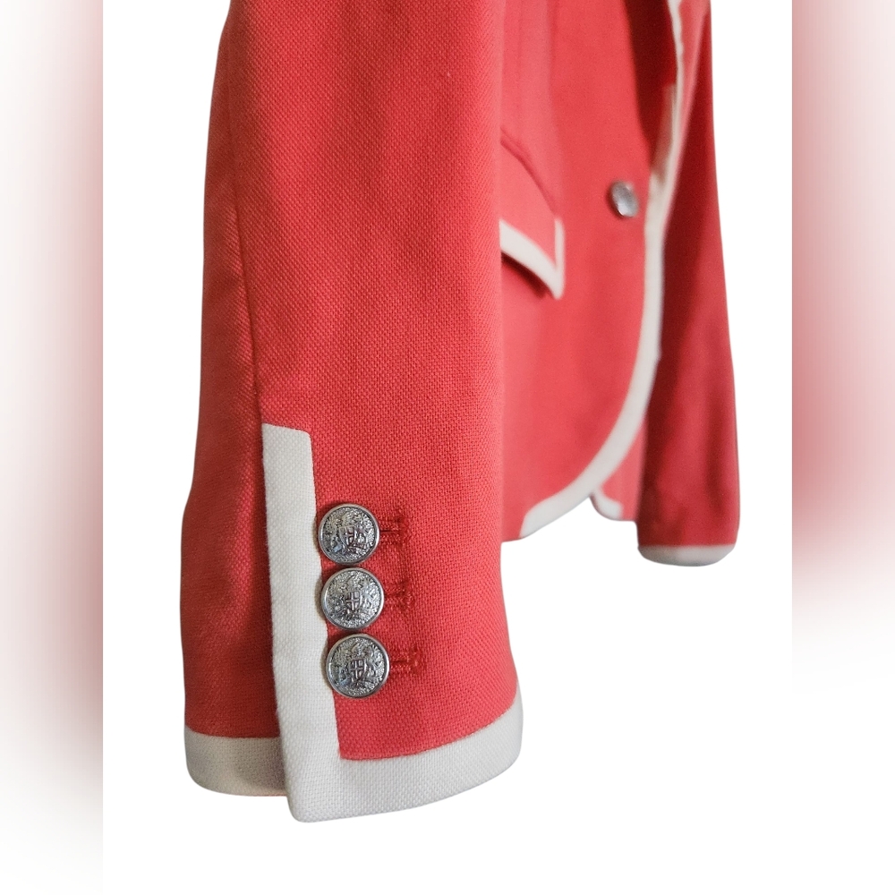 Banana Republic Women’s Linen Blend Coral Blazer Size 00P GREAT Used Condition - Picture 3 of 16